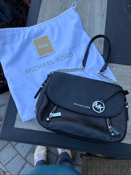 Michael Kors Handbags - Michael Kors Black Pebbled Leather Shoulder Bag with branded dusty